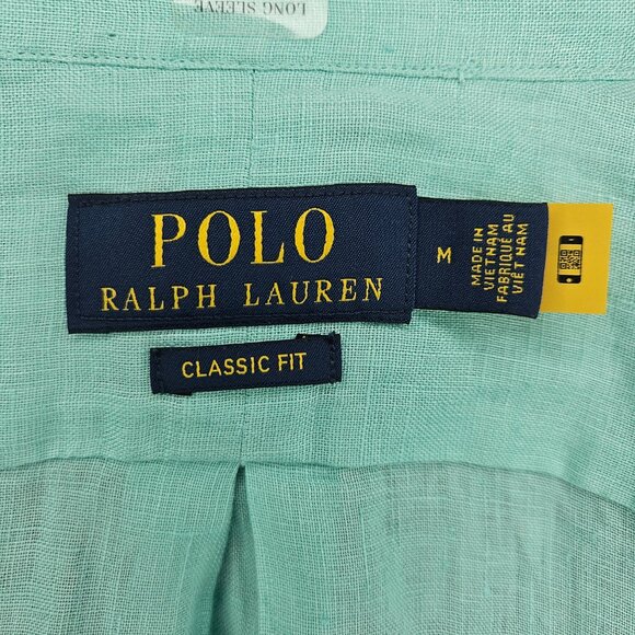 Linen button down dress shirt (turquoise) - Picture 3 of 5